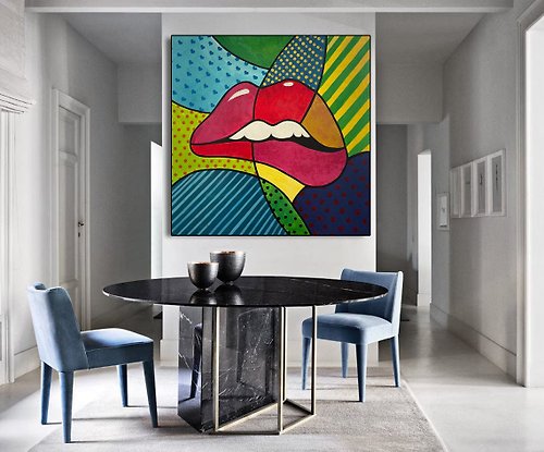 TrendGallery Abstract Colorful Lips Painting On Canvas Original Female Lips Wall Art for Home