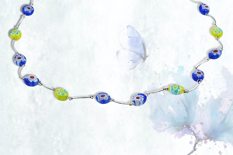 Flower Shadow Glass 【Glass Beads】01 - Necklaces - Colored Glass White