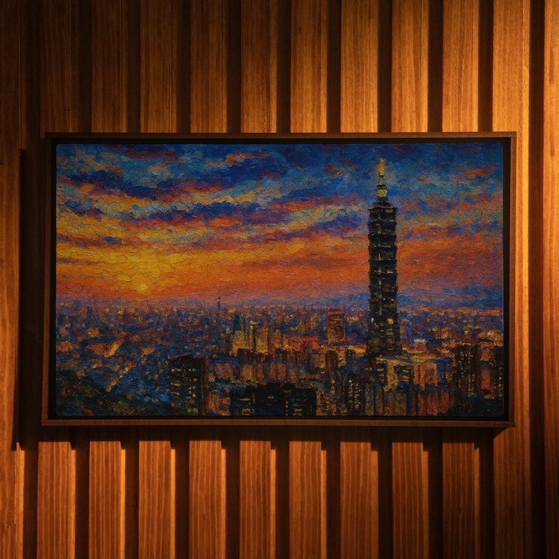 富饒臺灣-入夜 台北【壁虎拼圖】 - 擺飾/家飾品 - 木頭 橘色