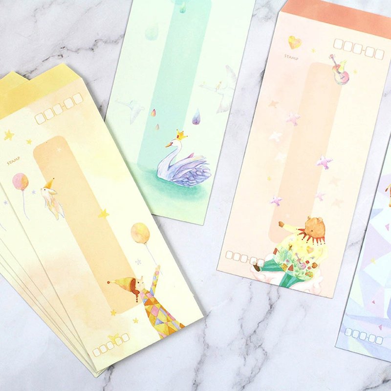 Chuyuイラスト付き縦型封筒/中国製封筒-5本 - 封筒・便箋・レターセット - 紙 多色