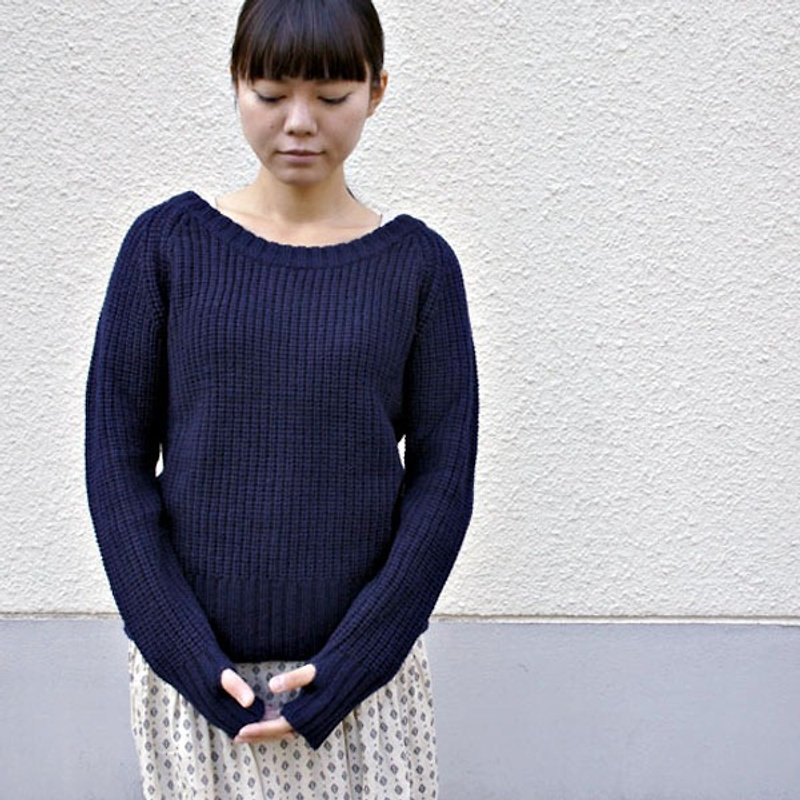 SALE ウール１００percent　指穴クルーネックニット - 女毛衣/針織衫 - 其他材質 藍色