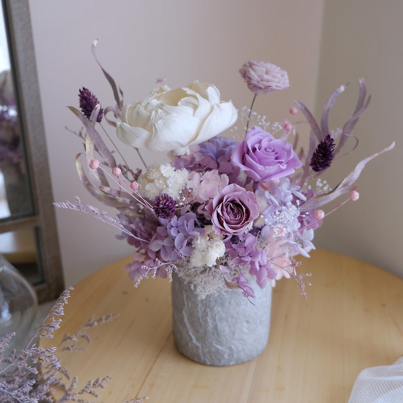 [Eternal Flower Potted Flowers] Preserved Flowers/Home Decoration/Opening/New Home/Congratulations/Gifts/Mysterious and Elegant Style - Dried Flowers & Bouquets - Plants & Flowers Purple
