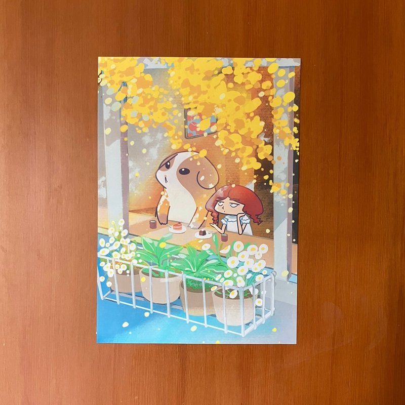 RED和可妮的黃金雨下午茶│A4海報 - 海報/掛畫/掛布 - 紙 黃色