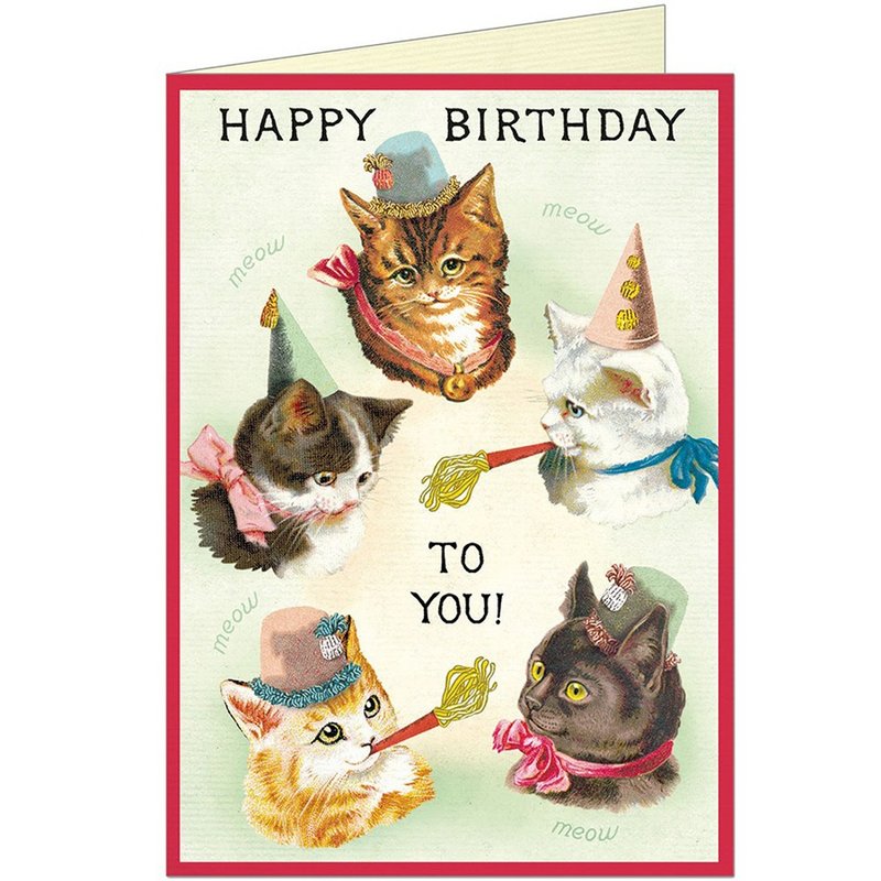 Cavallini & Co.  GREETING CARD 生日卡(大)_貓貓派對 - 卡片/明信片 - 紙 多色