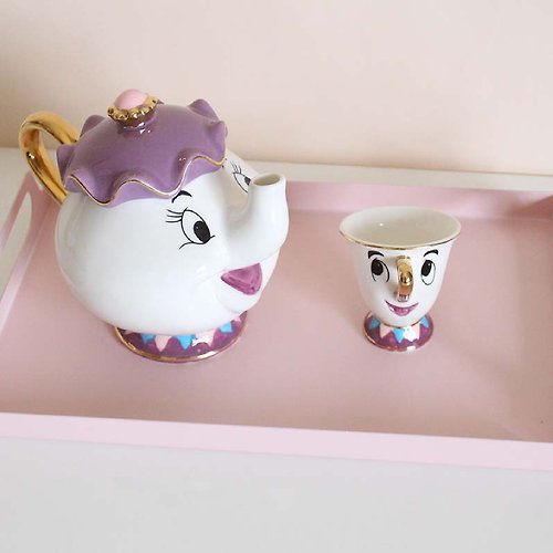 hook-shop 生活研究所 下午茶組合 美女與野獸茶壺杯 描金陶瓷茶具組 夢幻質感甜點杯盤