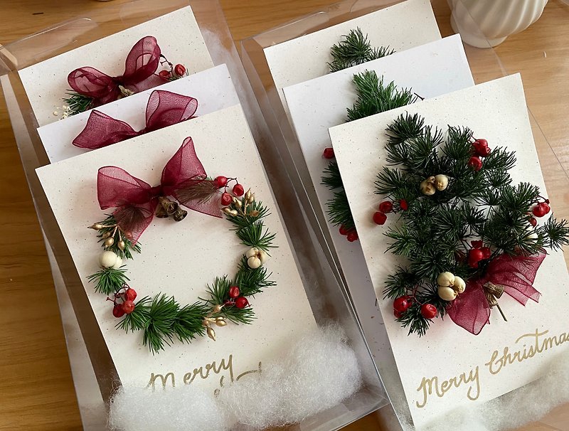 クリスマスの手作り花輪カード - カード・はがき - 紙 多色