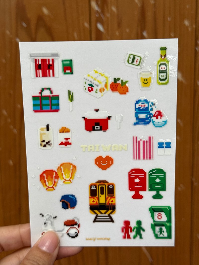 熱賣新品_Love TAIWAN Pixel風台灣小物系列 水晶轉印貼 - 貼紙 - 其他材質 多色