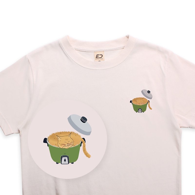 Order - [Taiwan Nostalgia] One Pot Cat Short T/Women's Tops/Men's T-Shirts/T-Shirt - เสื้อยืดผู้หญิง - ผ้าฝ้าย/ผ้าลินิน สีเขียว