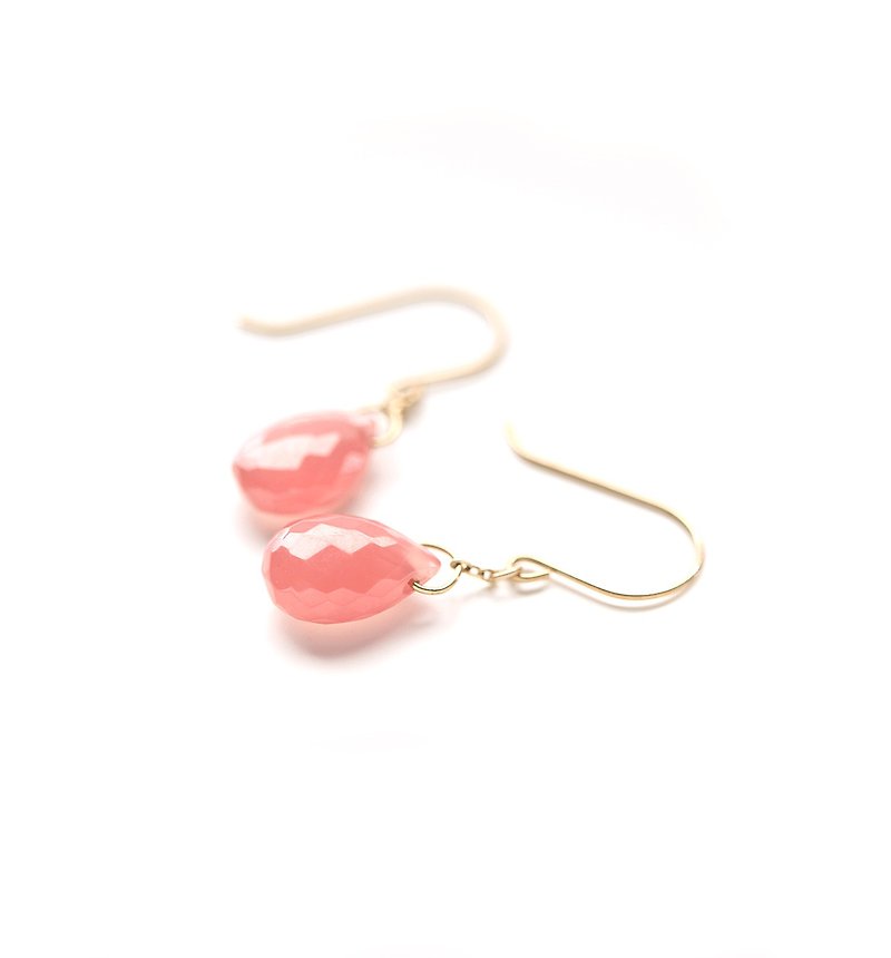 One Inca Rose K10 Hook Earrings (Briolette Cut) ~ESPOIR~ - Earrings & Clip-ons - Gemstone Pink