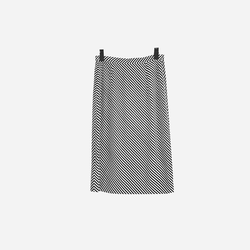 脫臼古著 /黑白斜線條紋裙 no.817 vintage - 裙子/長裙 - 聚酯纖維 黑色