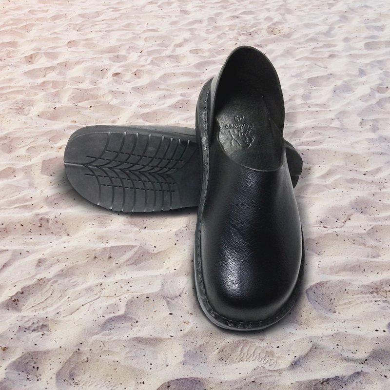 Handmade Leather Shoe, Black Shoe, Handmade Hand stitch with Black Thread - 男皮鞋 - 真皮 