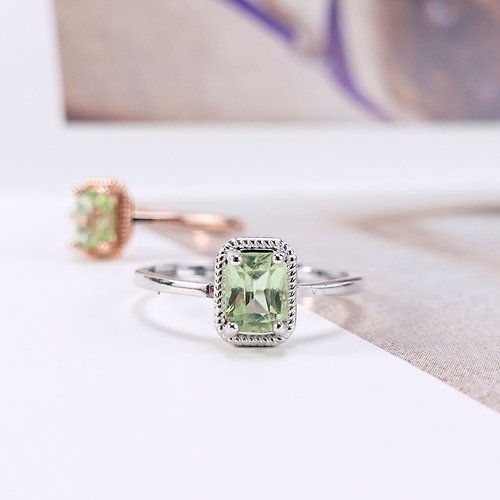 NOW jewelry 財富石 天然橄欖石 稀有薄荷綠色 簡約設計款 純銀戒 幸福石