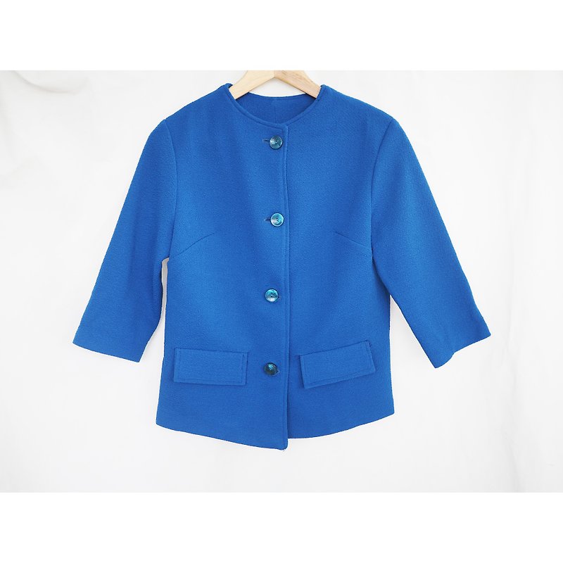 60's Royal Blue Jacket - เสื้อแจ็คเก็ต - ผ้าฝ้าย/ผ้าลินิน สีน้ำเงิน