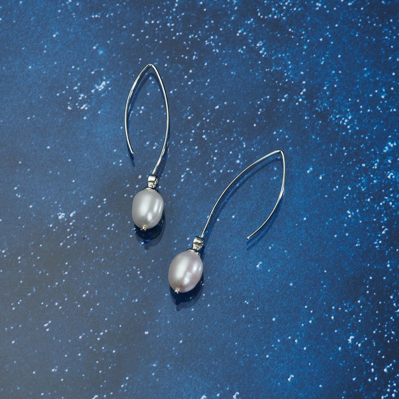 Elegant Draped Stone and Zircon Earrings - Earrings & Clip-ons - Pearl Silver