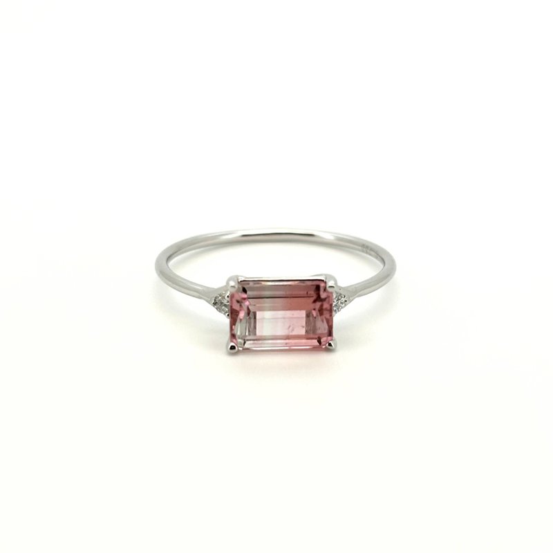 The Petite  -  天然櫻花粉紅漸變雙色碧璽(1.14ct) 18k白金鑽戒 - 戒指 - 貴金屬 