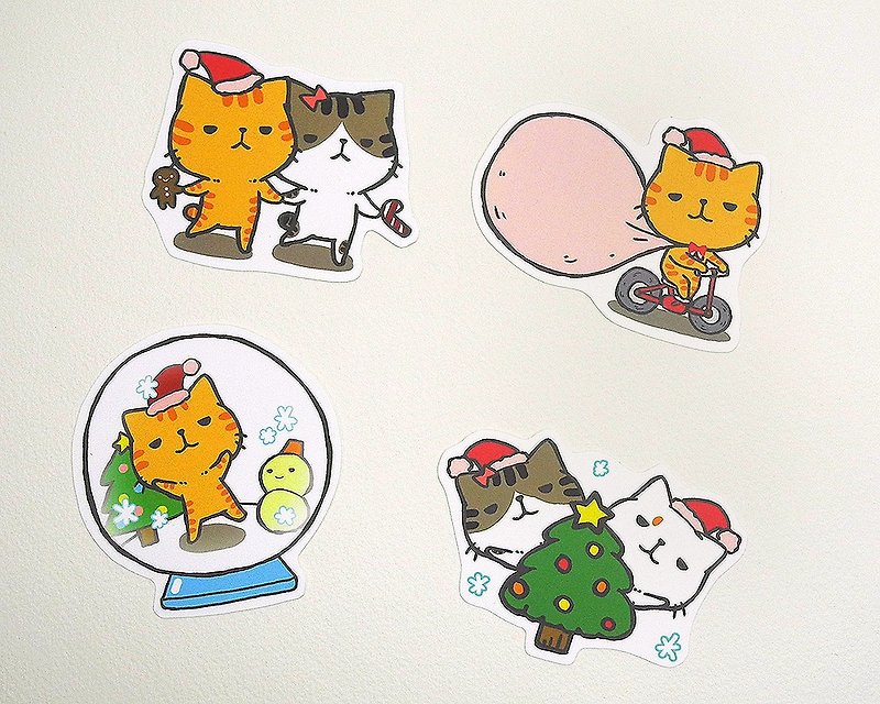 The big waterproof sticker of the brave cat Xiaoyai (Christmas special) - สติกเกอร์ - วัสดุกันนำ้ หลากหลายสี