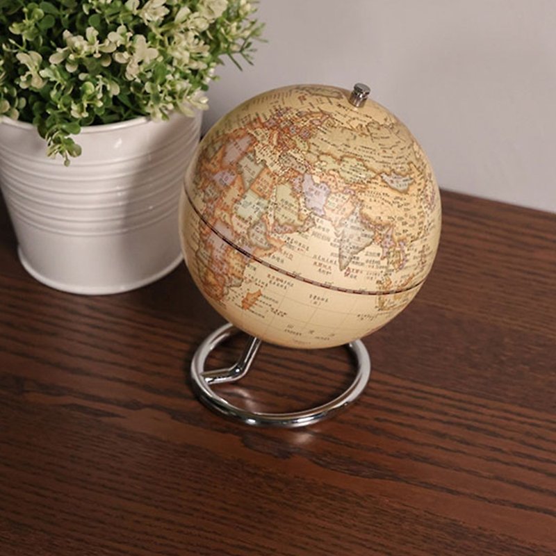 SkyGlobe 5-inch antique O-shaped bright chrome base globe - Items for Display - Other Metals Khaki