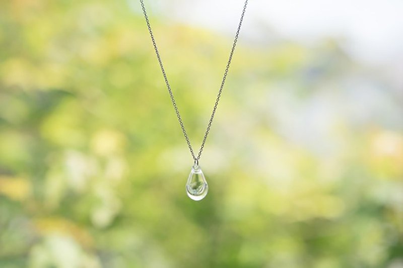 Aroma Necklace Shizuku Clear SV925 Nickel Free Rhodium Plated - Necklaces - Glass Transparent