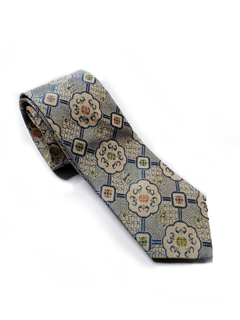 Vintage brick pattern silk tie Neckties - เนคไท/ที่หนีบเนคไท - ผ้าไหม หลากหลายสี