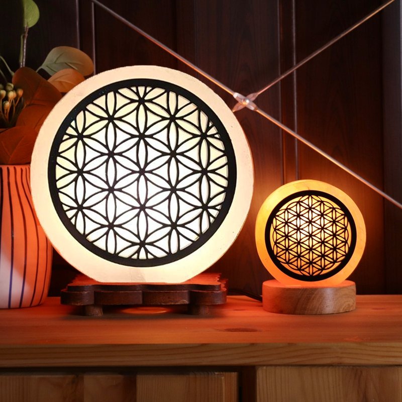 大剪影 I 生命之花 鹽燈 I 古老靈性 擴展心靈 I 鹽燈 - 燈具/燈飾 - 其他材質 橘色