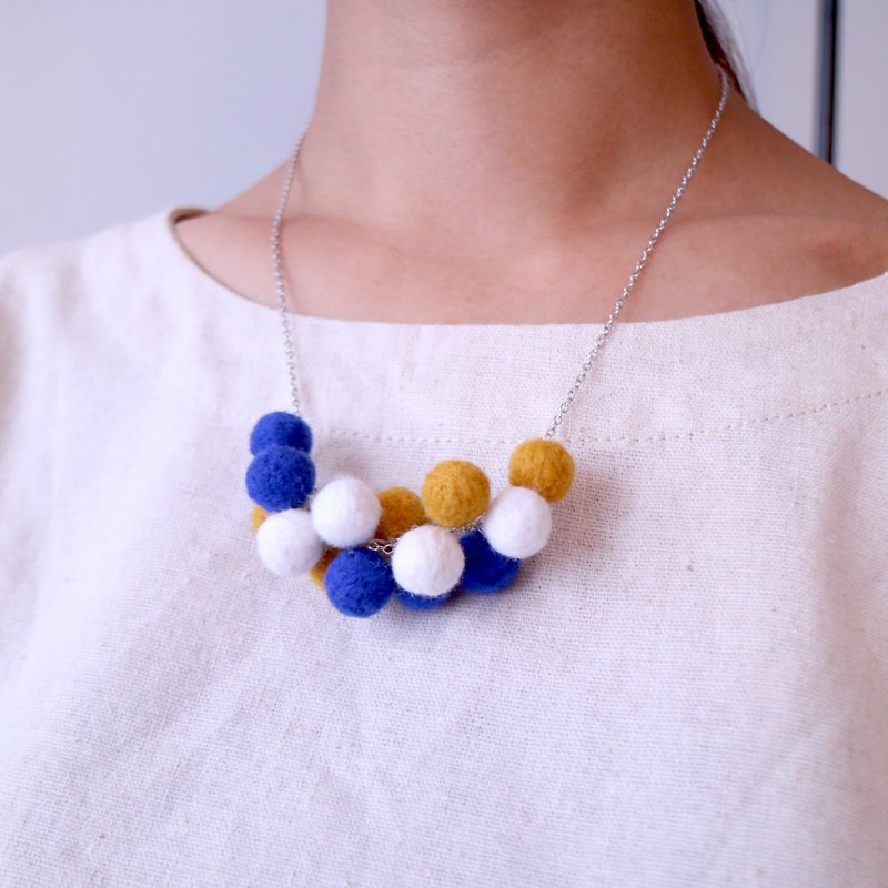 Balloon Necklace – Blue White - Necklaces - Wool Blue