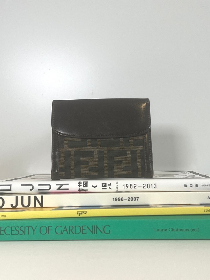 Fendi啡色老花皮革錢包皮革短夾 日本中古vintage - 錢包/皮夾/長短夾 - 其他材質 咖啡色