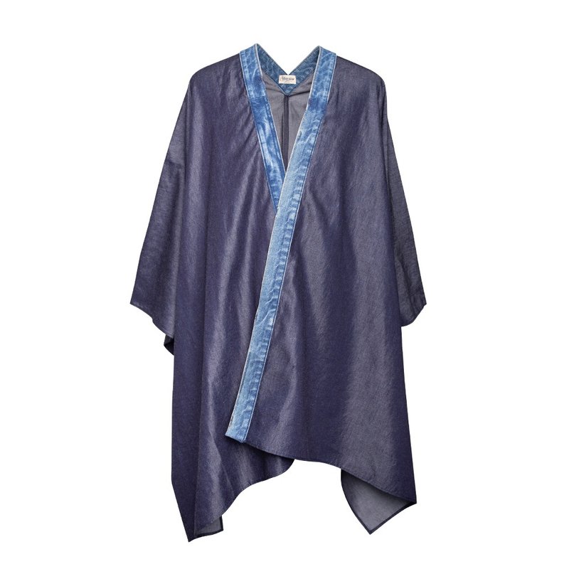 手工天絲棉披掛式Kimono外罩 - 男夾克/外套 - 棉．麻 