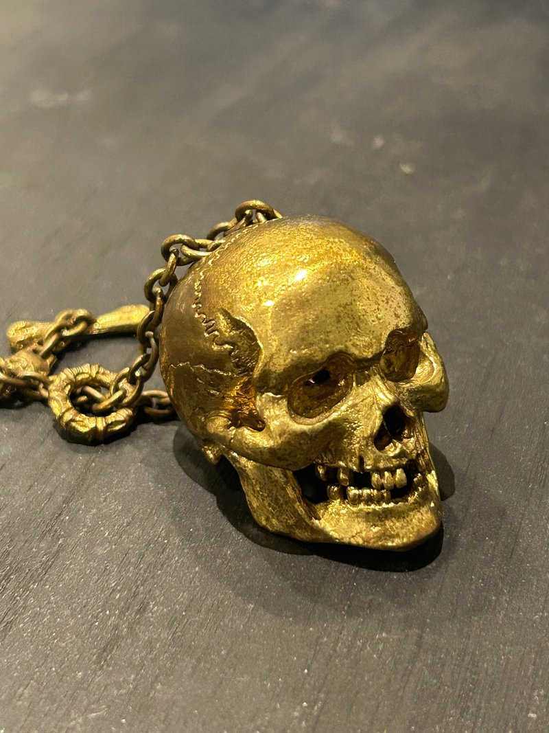 Pure Copper Skull Movable Charm Skull - ที่ห้อยกุญแจ - ทองแดงทองเหลือง สีทอง