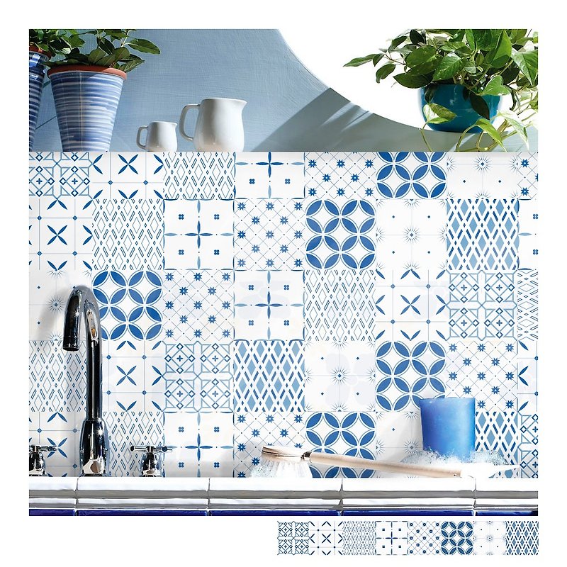 iINDOORS Tiles Sticker Type T Wall Stickers - Wall Décor - Plastic Blue