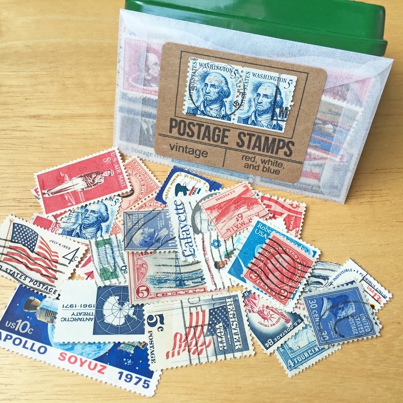 Saturday Morning Vintage / Postage Stamps Vintage Stamps (red and blue) - อื่นๆ - กระดาษ หลากหลายสี