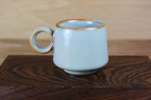 自然釉文創工作室 【母親節禮物】汝窯 咖啡分享杯 自然釉小緣杯 臺灣鶯歌製
