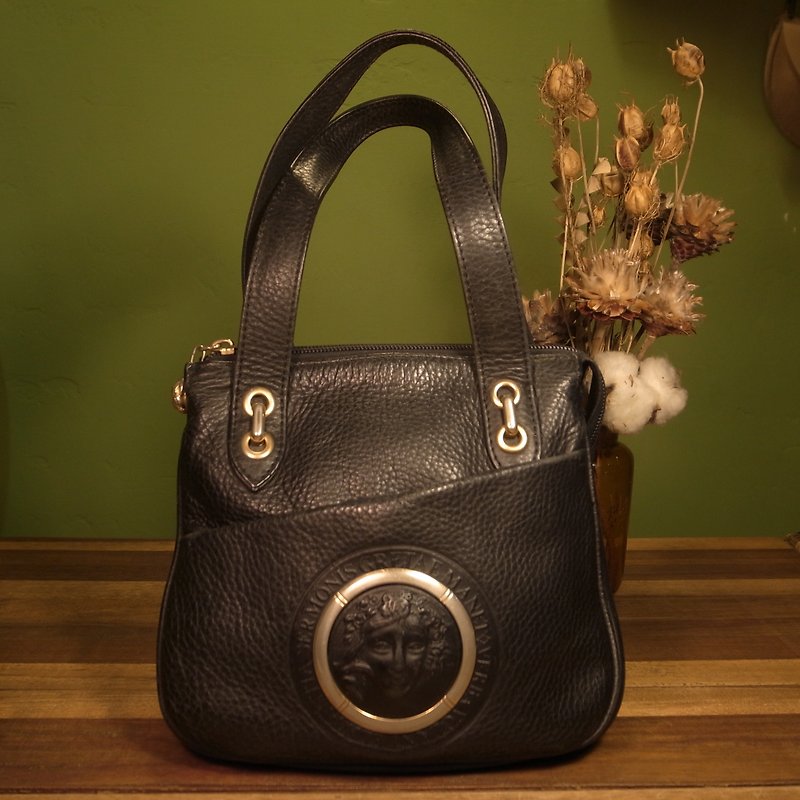 Old bone GRETA leather handbag VINTAGE - กระเป๋าถือ - หนังแท้ สีดำ