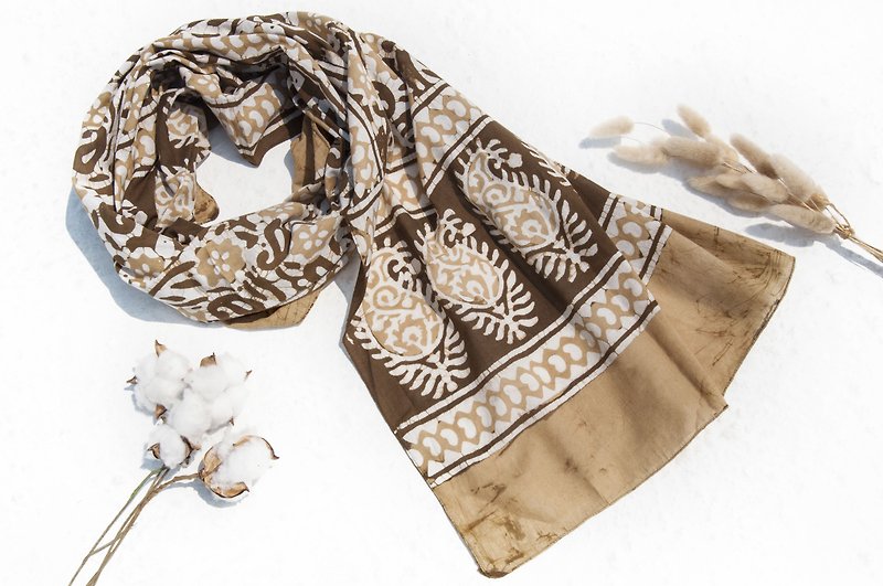 Plant dyed silk scarf/batik tie-dye silk scarf/vegetable dyed scarf/hand tie dyed pure cotton silk scarf-Coffee Latte