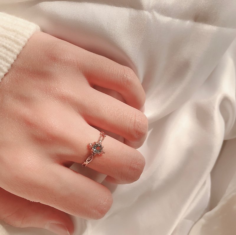 純銀 淺海洋藍拓帕石爪鑲微復古戒指 天然石戒指 水晶戒指 - 戒指 - 純銀 