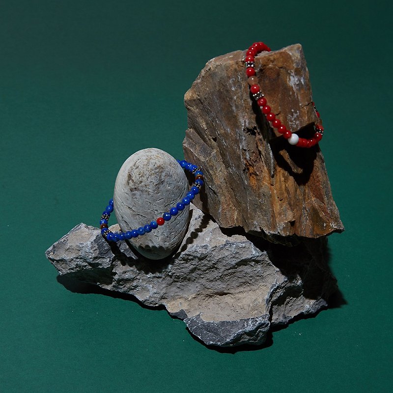 X tiger eye Stone lapis lazuli bracelet | 4MM respect for nature, minimalist design bracelet - สร้อยข้อมือ - คริสตัล สีน้ำเงิน