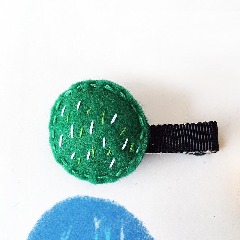 圓圓髮夾(HUA-004-9) - 髮夾/髮飾 - 棉．麻 綠色