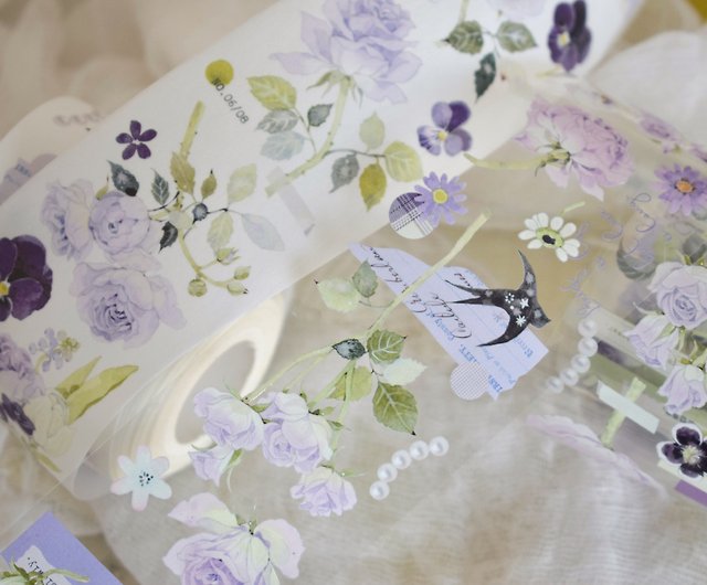 紫の花-PET和紙テープ生花DIYハンドブック日記手描き装飾材料