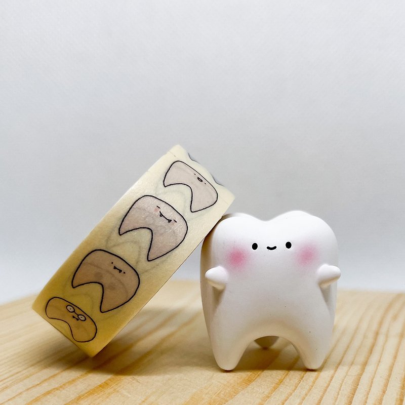 紙 紙膠帶 - 兩顆牙齒 x 離型紙膠帶牙齒表情包款