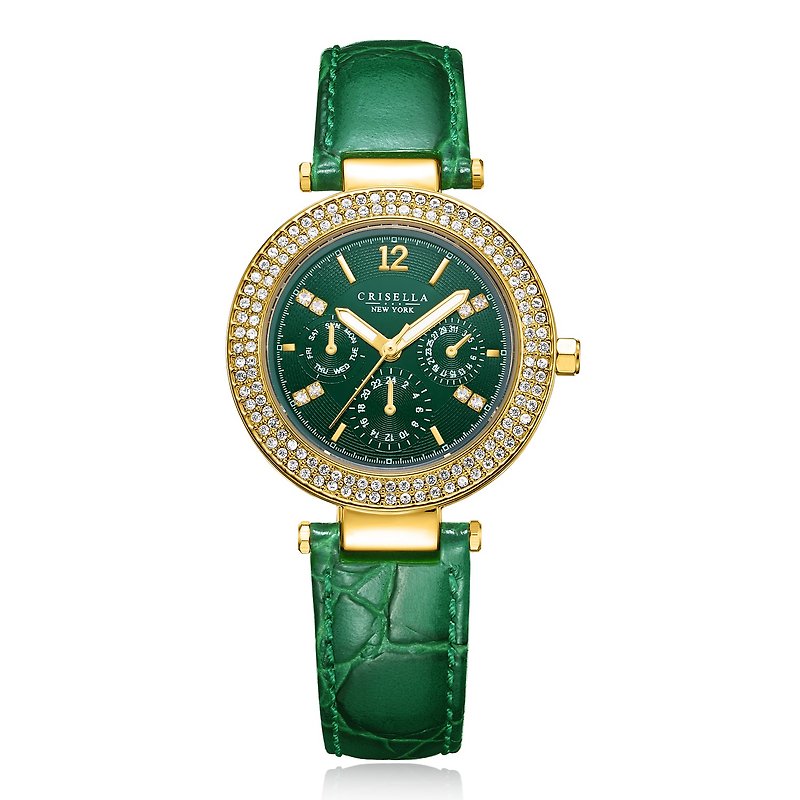 Shimmering Zircon Leather Strap Quartz Watch - Women's Watches - Other Metals Multicolor