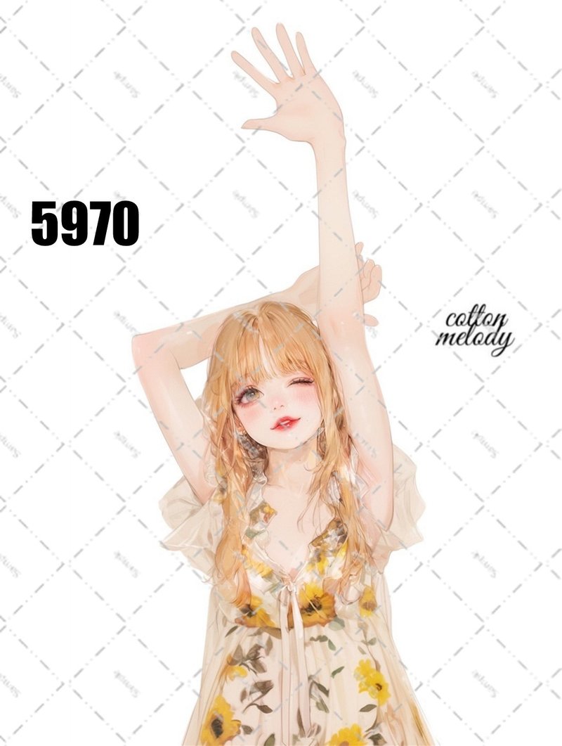 original sticker no.5970 人物ステッカー オリジナルステッカー 人物ステッカー 女の子ステッカー オリジナル人物ステッカー - 貼紙 - 紙 