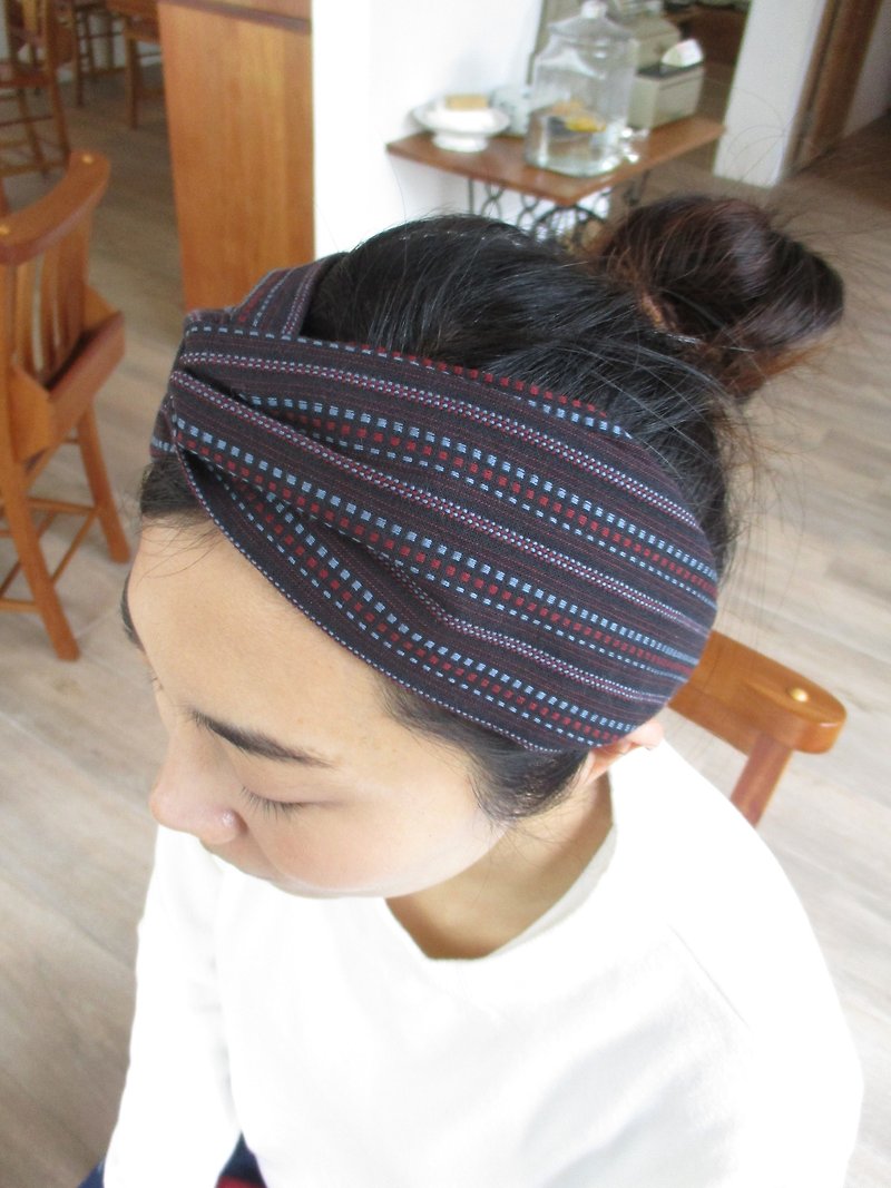 Cross hair band (elastic handmade) - Japanese Sky Corridor - Hair Accessories - Cotton & Hemp Multicolor