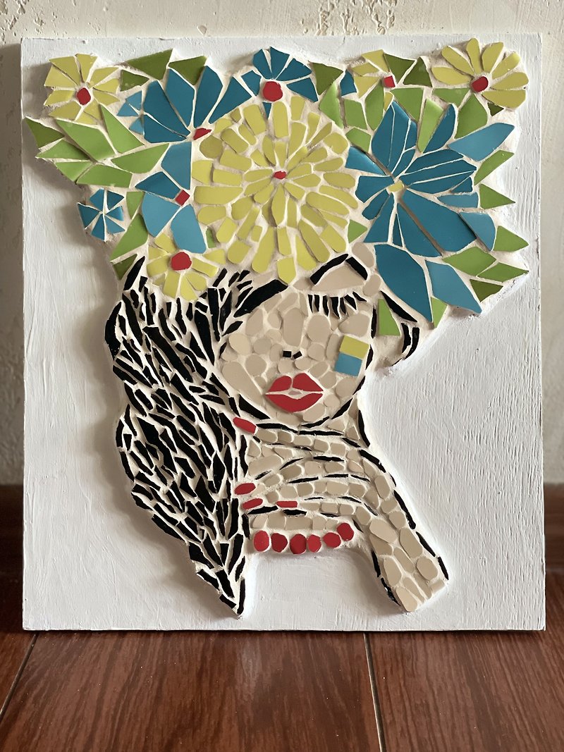 Mosaic ceramic picture UKRAINIAN GIRL for decor and design - Pottery & Ceramics - Wood Multicolor