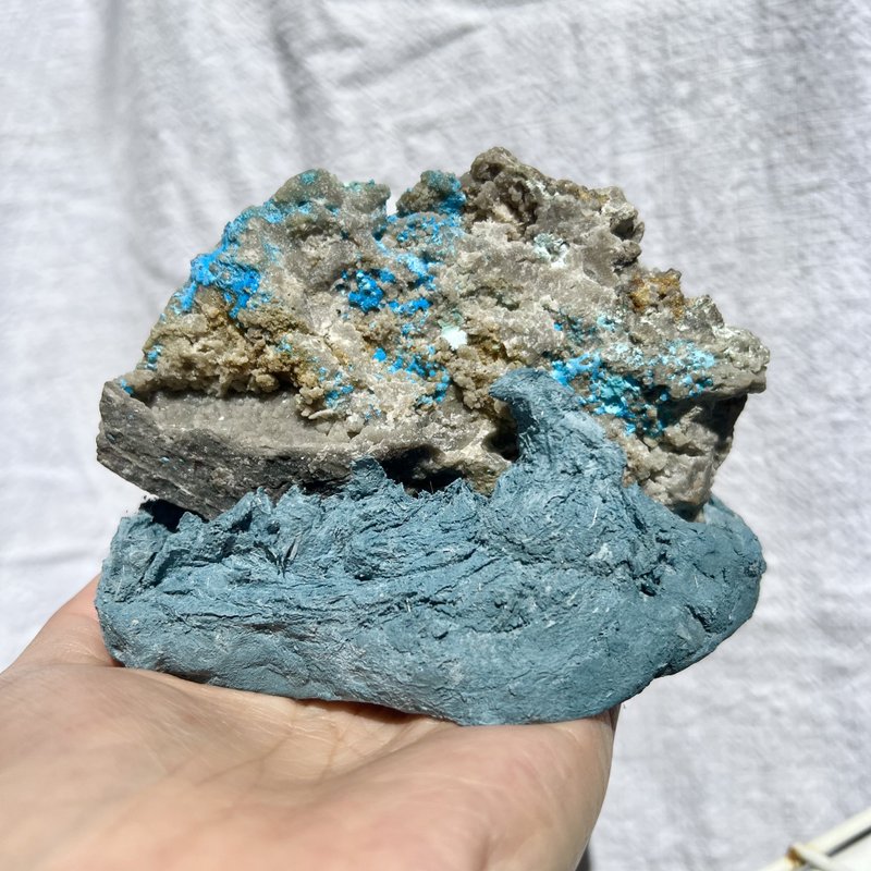 雲朵形狀 絨銅礦 附底座 - 擺飾/家飾品 - 水晶 藍色