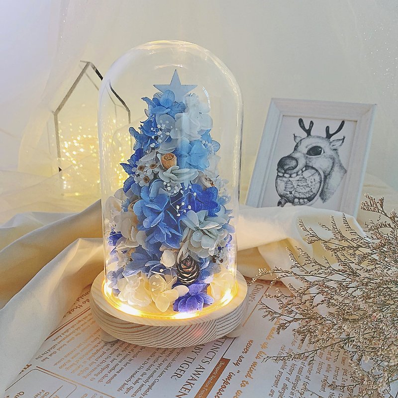// Frozen Glass Cup Christmas Tree // Christmas Gift Exchange Gift Dry Flower Eternal Flower - ช่อดอกไม้แห้ง - พืช/ดอกไม้ 