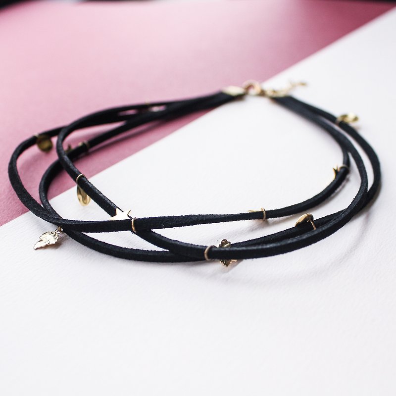 [Day daily] gold star suede three necklace - สร้อยคอ - โลหะ 