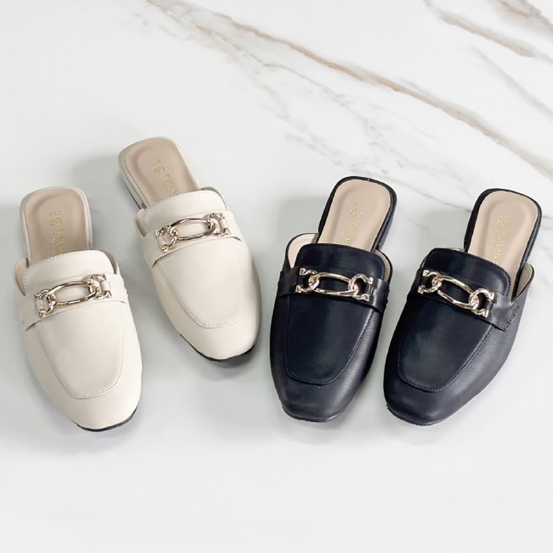 Temperament and beautiful mules-black/apricot 1PE110 - Mary Jane Shoes & Ballet Shoes - Other Materials Black