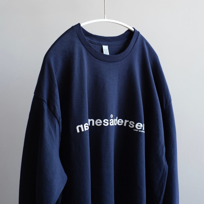 loose-fitting silhouette / long sleeve t-shirt / navy / unisex - เสื้อฮู้ด - ผ้าฝ้าย/ผ้าลินิน สีน้ำเงิน