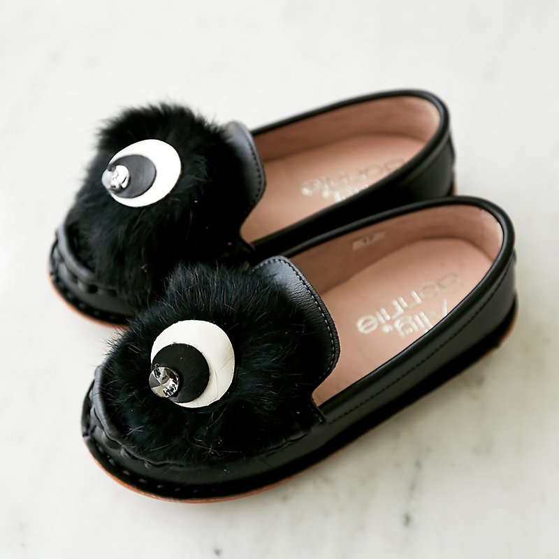 Hairy Eyeball Loafers-Fashion Black - รองเท้าเด็ก - หนังแท้ สีดำ