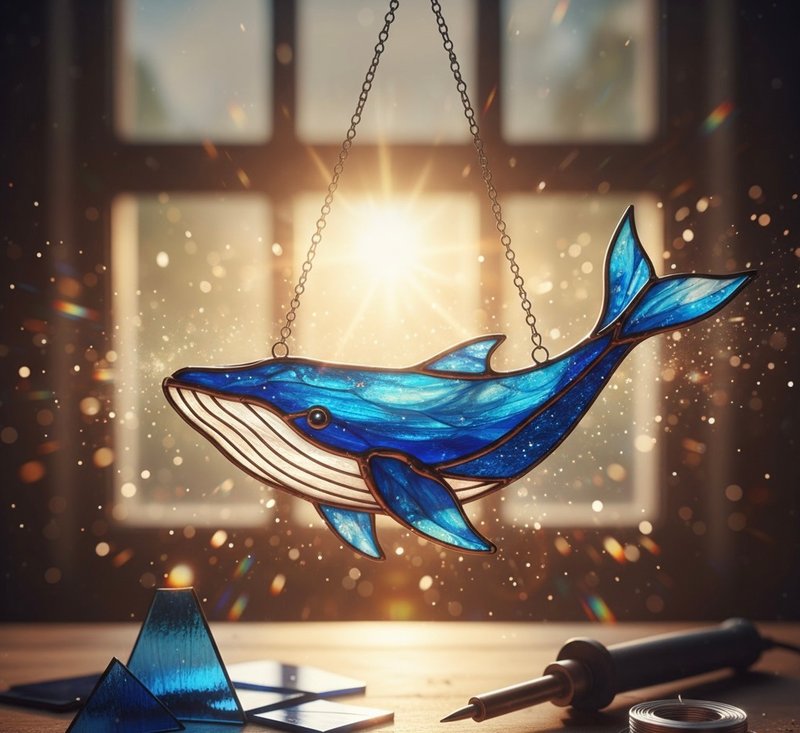 海的祝福  鑲嵌玻璃 鯨魚陽光補手 - 陶藝/玻璃 - 玻璃 