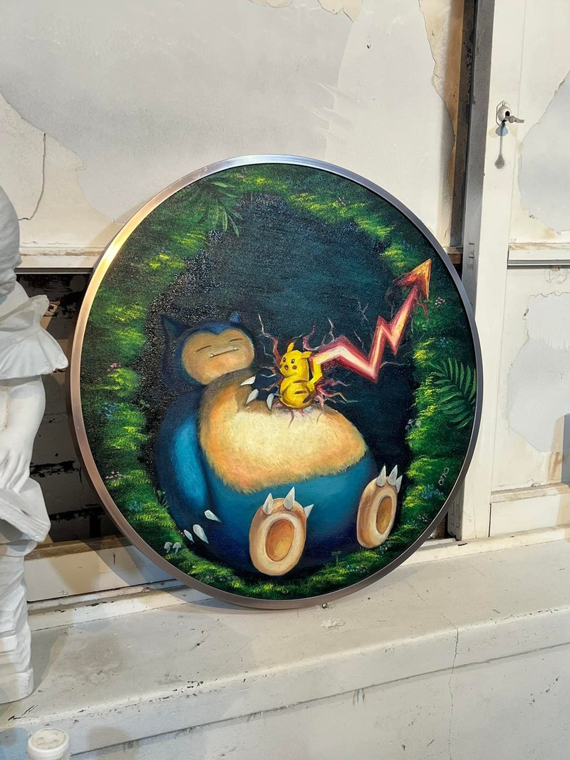 王咖咖 油畫 －用愛發電－ 50*50cm - 似顏繪/客製畫 - 顏料 綠色